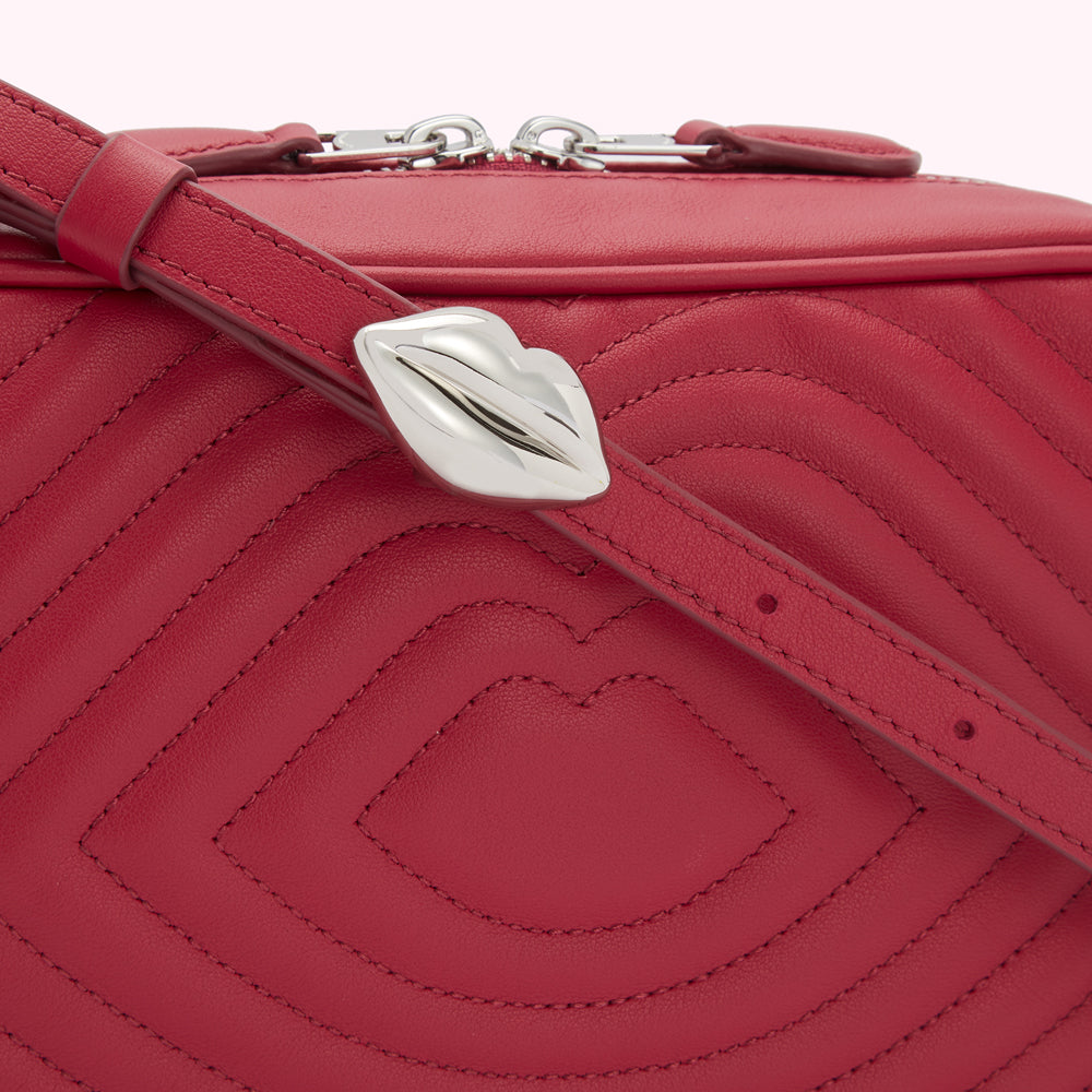 RASPBERRY LIP QUILTED BELLA CROSSBODY BAG