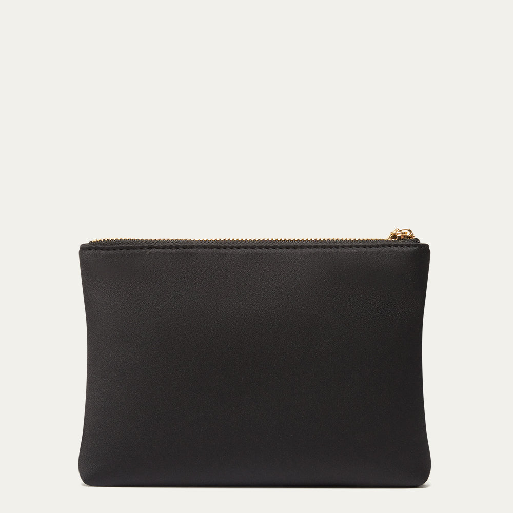 BLACK EMBROIDERED COCKTAIL HOUR TOP ZIP POUCH