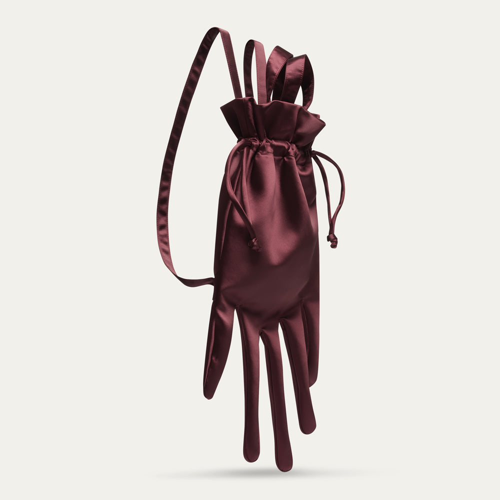 Burgundy Satin Hand Backpack | Designer Handbags | Lulu Guinness