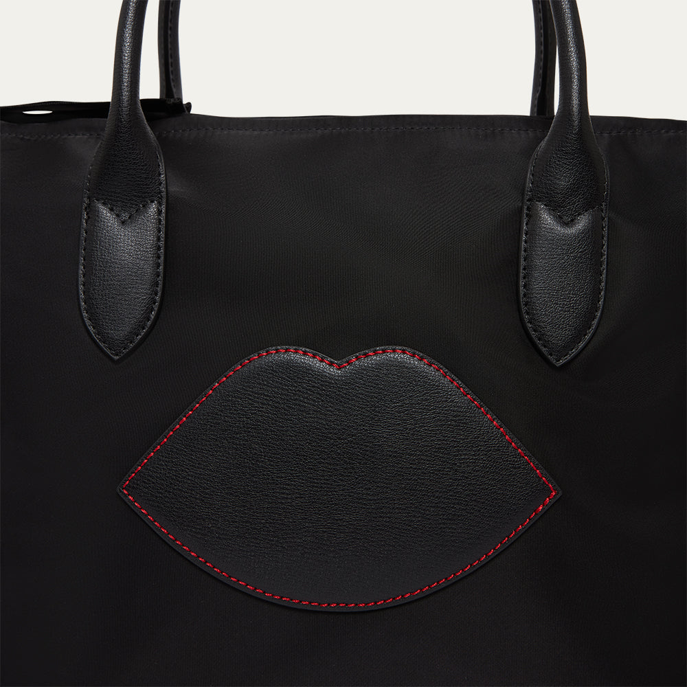BLACK NYLON OH LU LU MEDIUM TOTE BAG