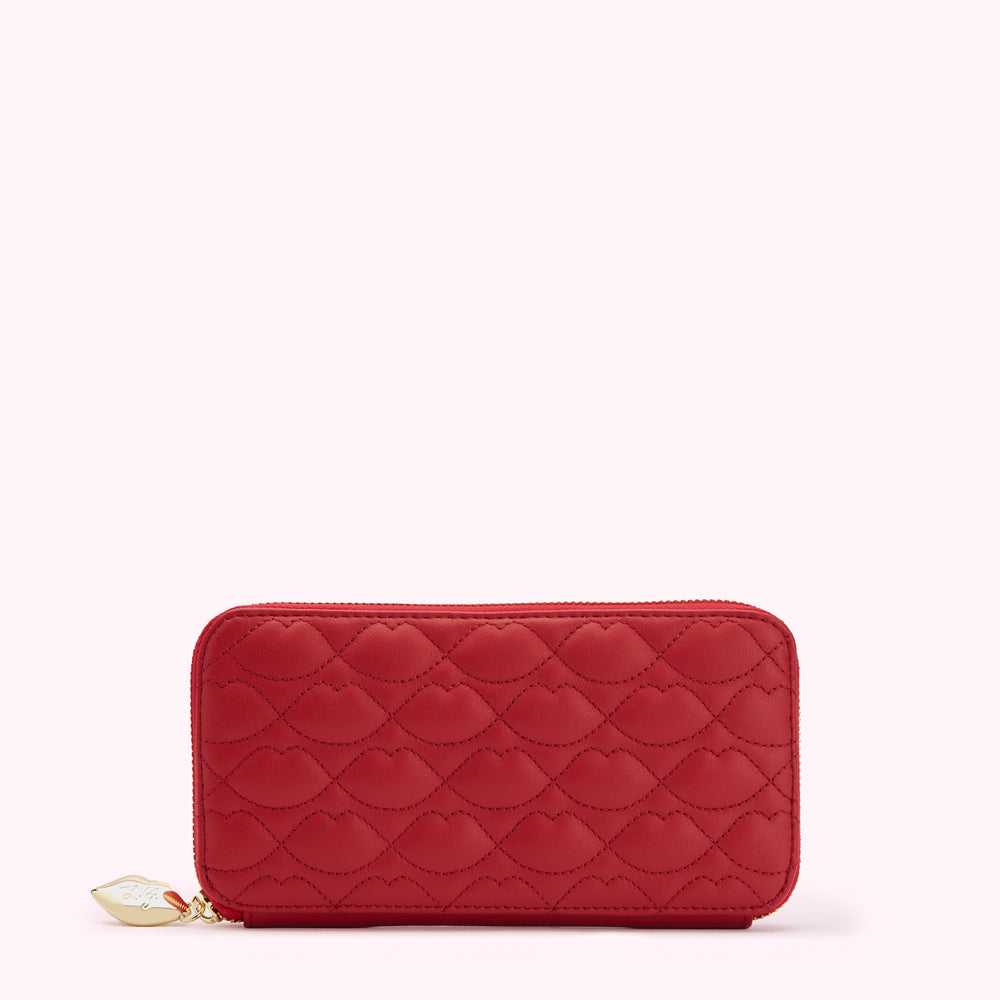 LULU RED LIP QUILTED LEATHER TANSY WALLET