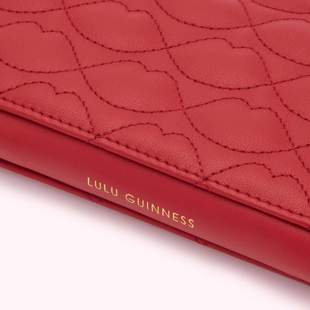 LULU RED LIP QUILTED LEATHER TANSY WALLET