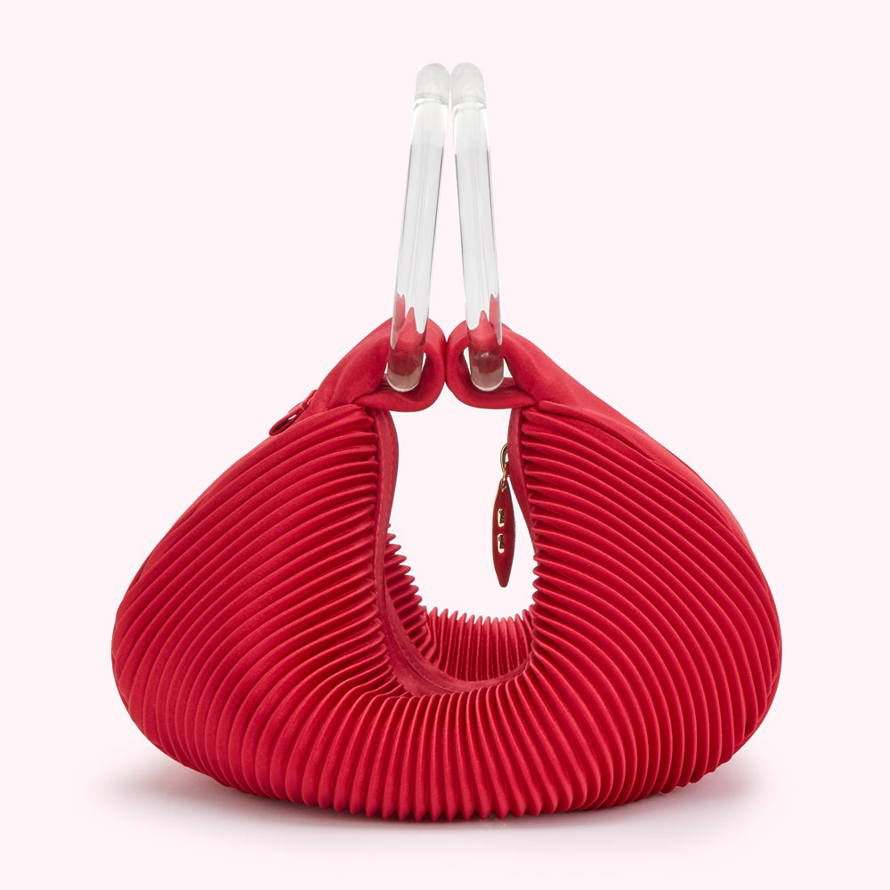 LULU RED SATIN SMALL CLEO HANDBAG