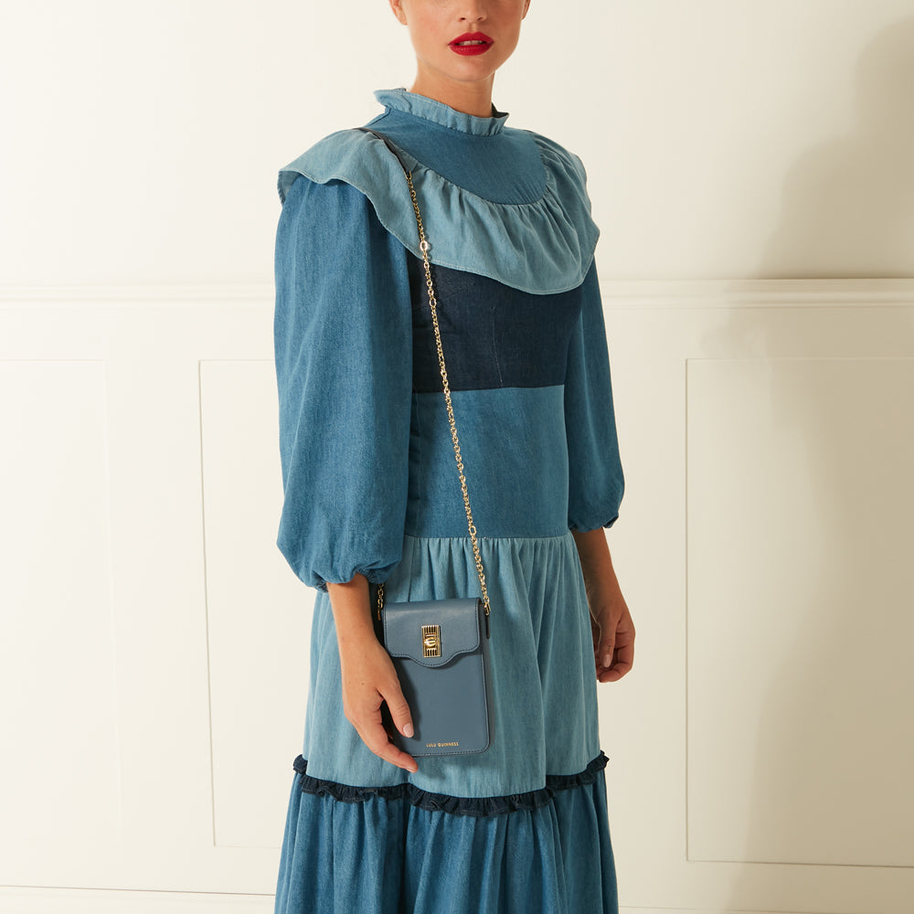 AIRFORCE BLUE LEATHER RITA CROSSBODY MINI BAG