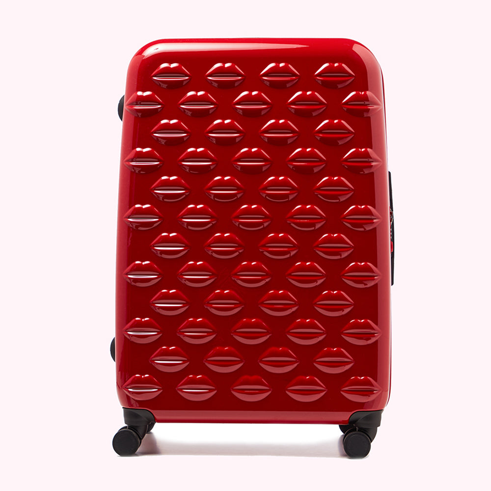 Red Lips Large Spinner Case | Designer Luggage