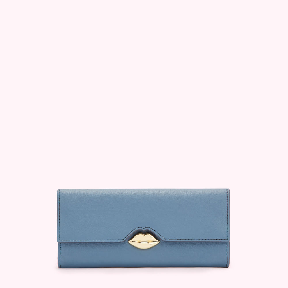 Airforce Blue Leather Solid Lip Cora Wallet | Lulu Guinnes