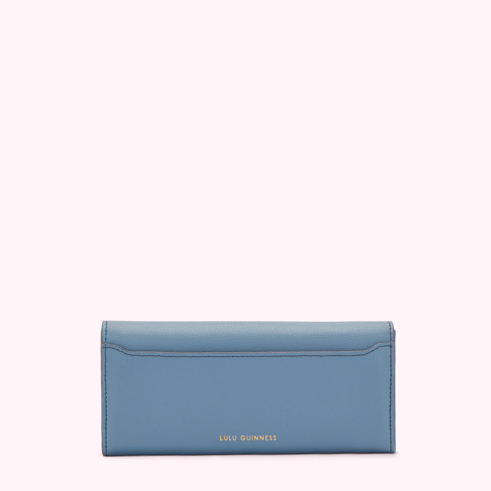 AIRFORCE BLUE LEATHER SOLID LIP CORA WALLET