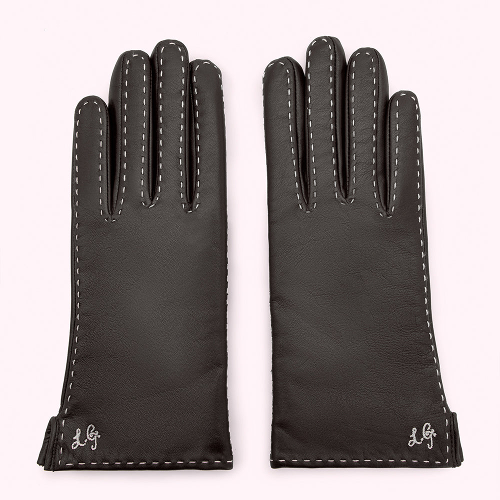 BLACK CONTRAST STITCH KYLE LEATHER GLOVE