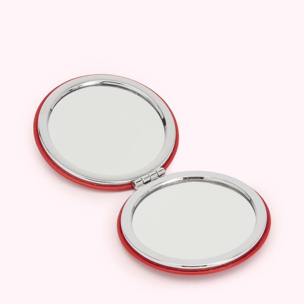 LULU RED LIP METAL LIV COMPACT MIRROR