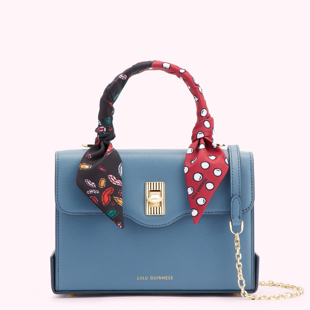 AIRFORCE BLUE MEDIUM TURNLOCK QUEENIE HANDBAG