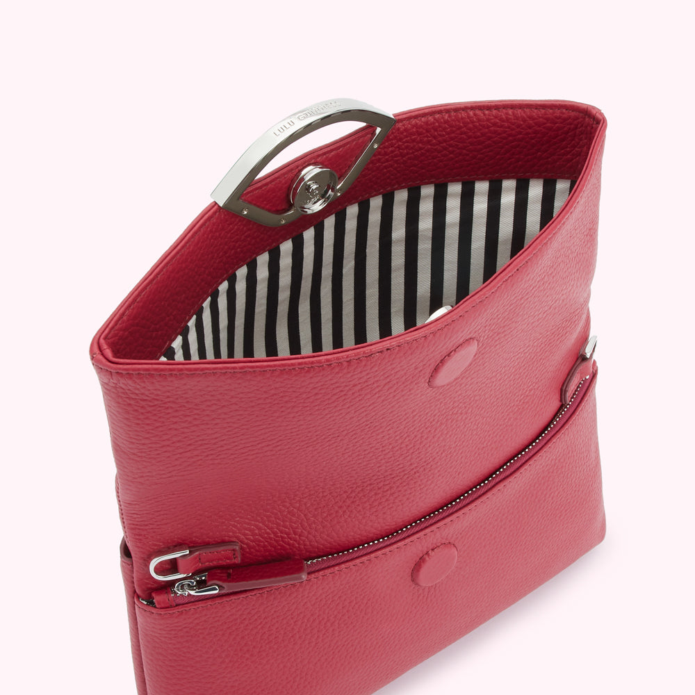 RASPBERRY LEATHER ISSY CLUTCH BAG