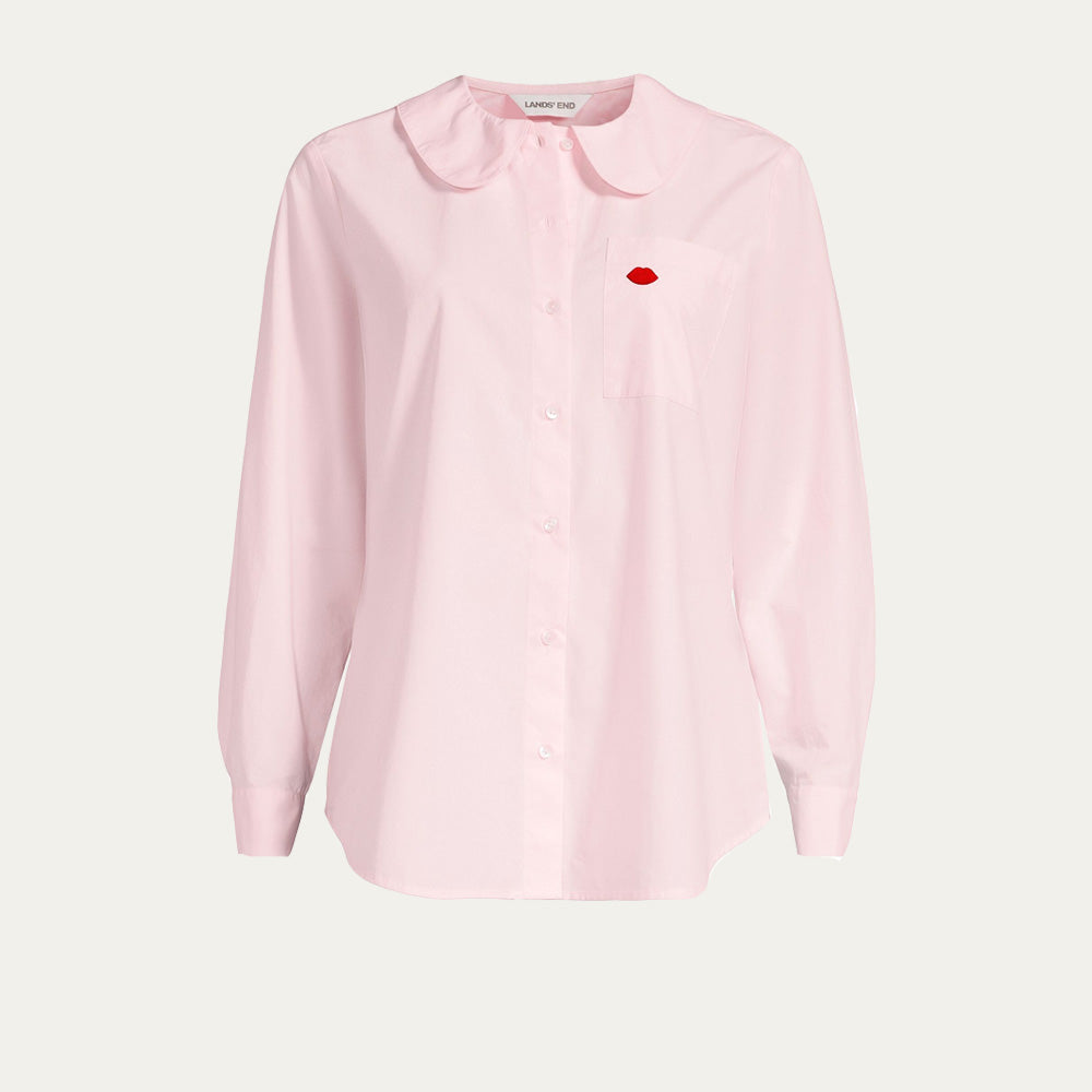 White Button Through Lip Embroidered Shirt White Button Through Lip Embroidered Shirt
