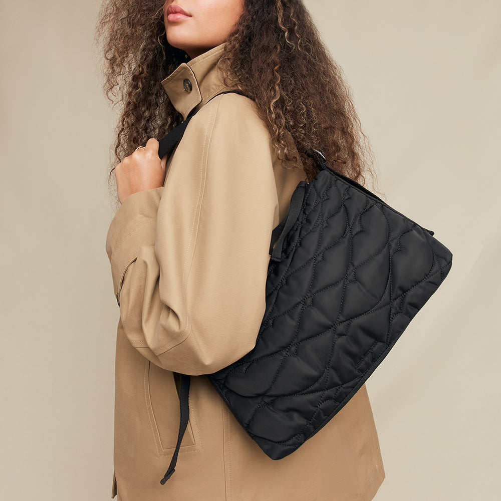 Black Quilted Lip Shoulder Bag | Designer Shoulder Bag | Lulu Guinness
