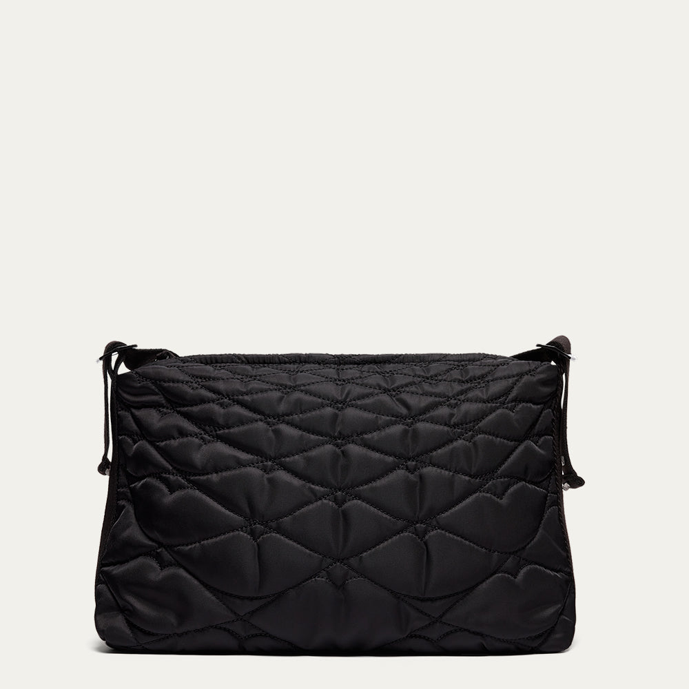 Black Quilted Lip Shoulder Bag | Designer Shoulder Bag | Lulu Guinness