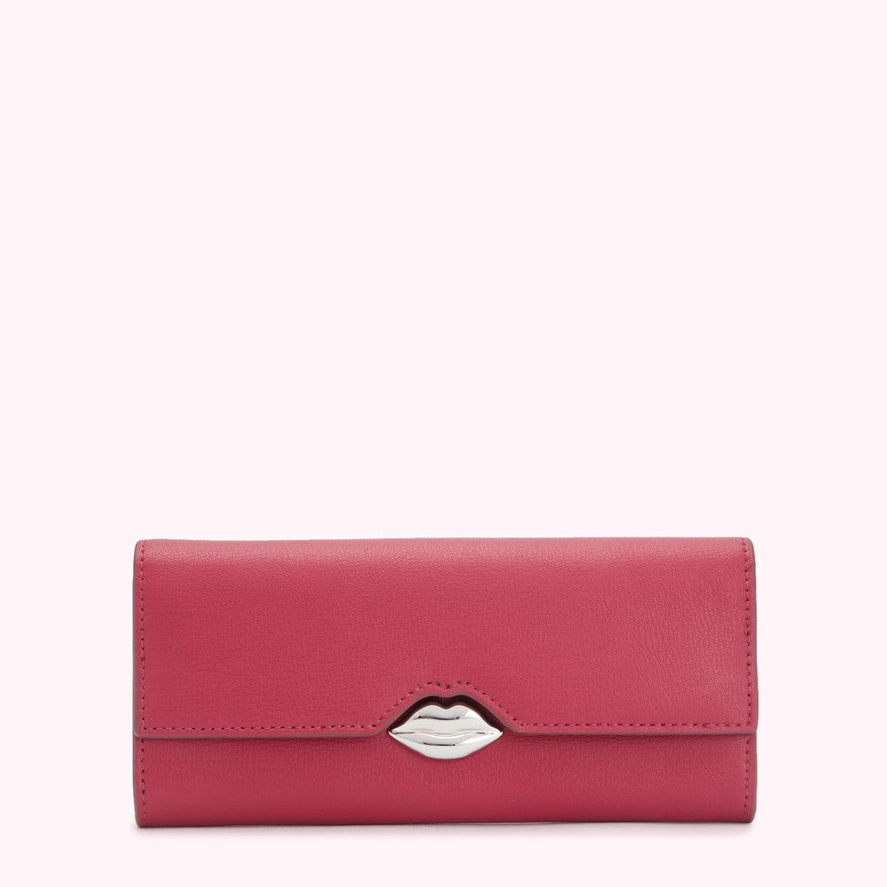 RASPBERRY LEATHER SOLID LIP CORA WALLET