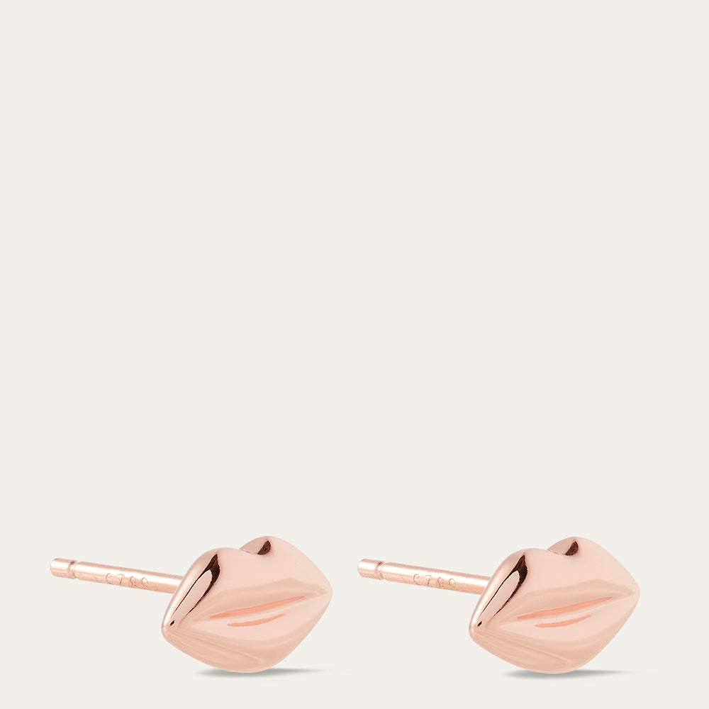 FLURRY OF KISSES TOTE BAG & 14K ROSE GOLD PLATED LUNA LIP STUD EARRINGS