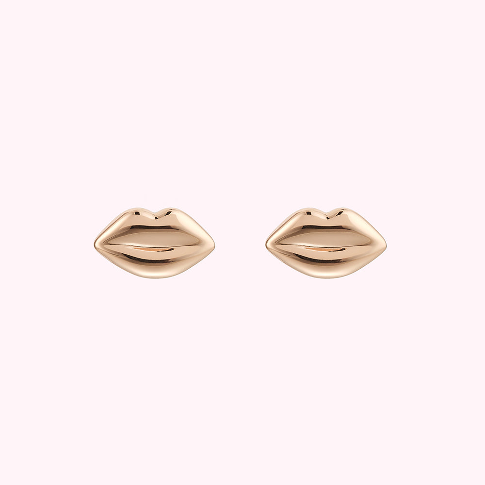 Silver Luna Lip Stud Earrings Lulu Guinness