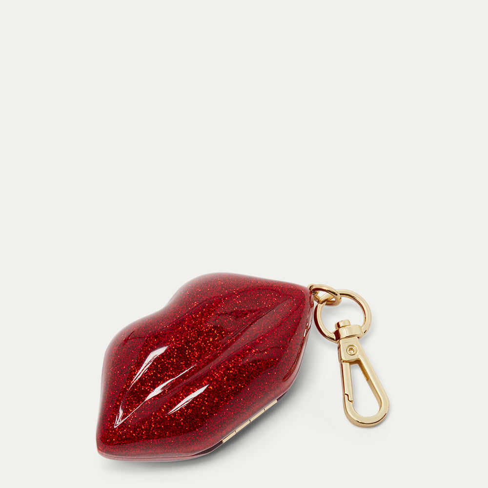 Lulu Red Glitter Acrylic Lips Keyring | Designer Keyrings & Charms ...