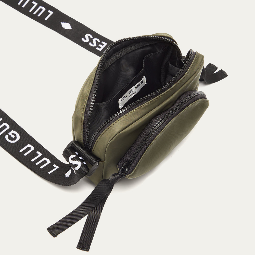 BAY LEAF GREEN NYLON PAM CROSSBODY BAG