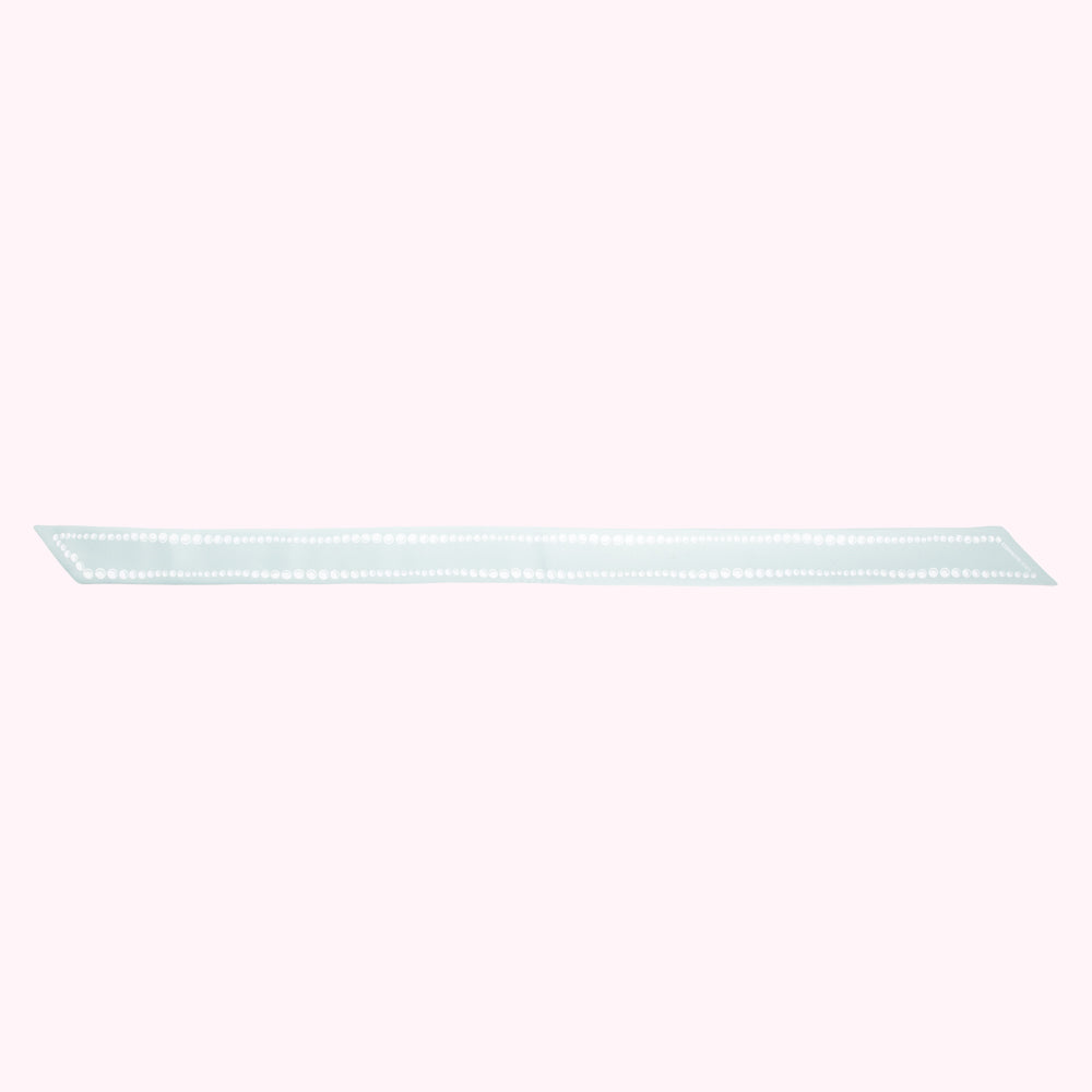 Light blue ribbon with a dotted border.
