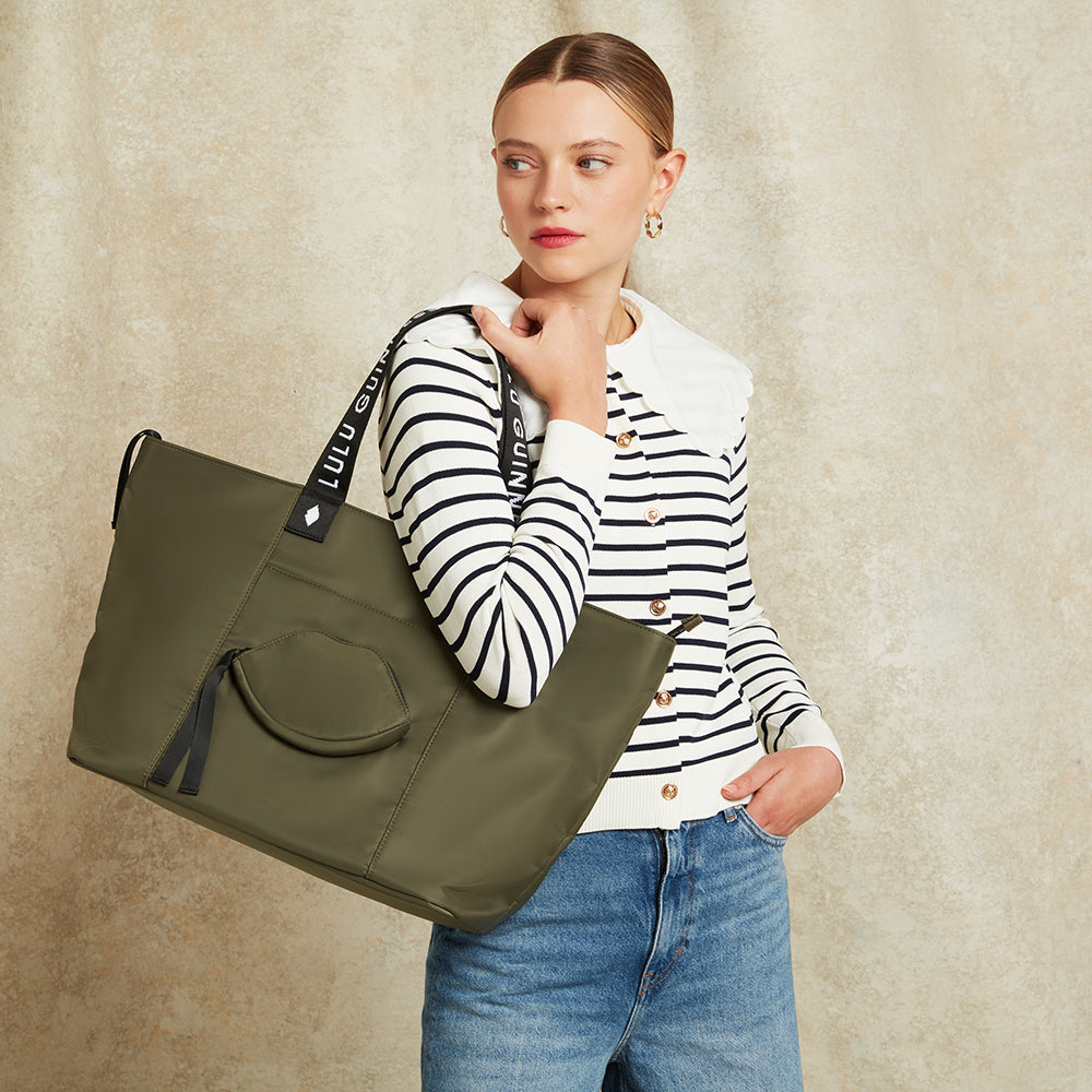 BAY LEAF GREEN NYLON MACY TOTE BAG