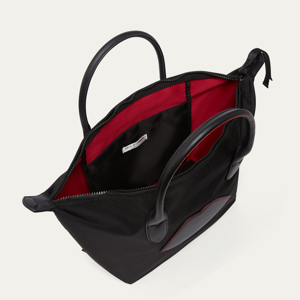 BLACK NYLON OH LU LU MEDIUM TOTE BAG