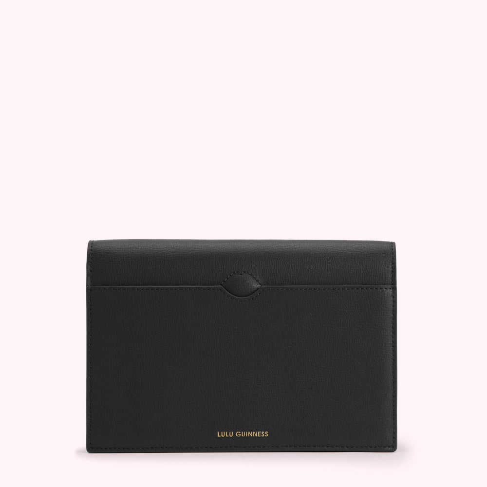 BLACK TEXTURED LEATHER RUDY CLUTCH BAG