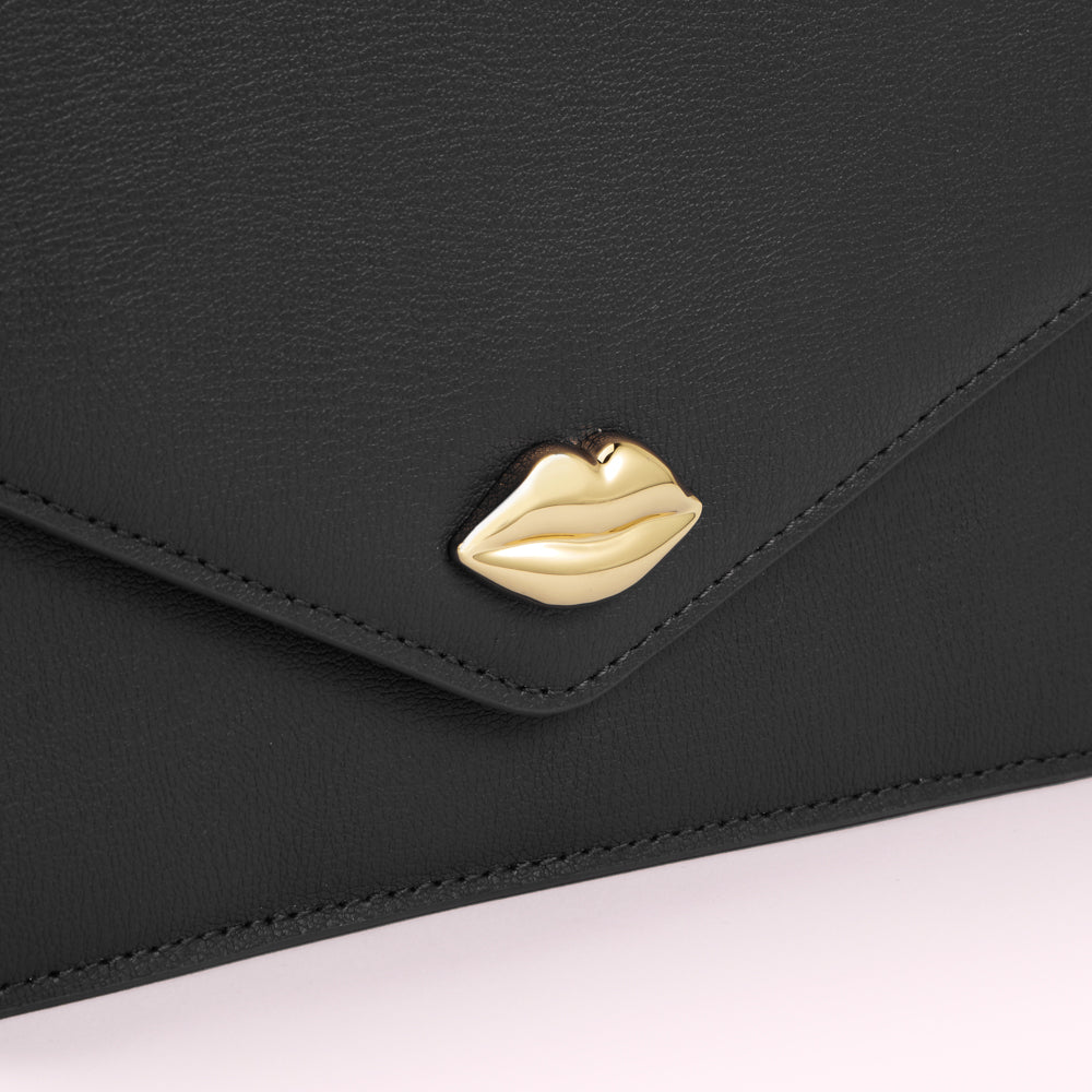 BLACK TEXTURED LEATHER RUDY CLUTCH BAG
