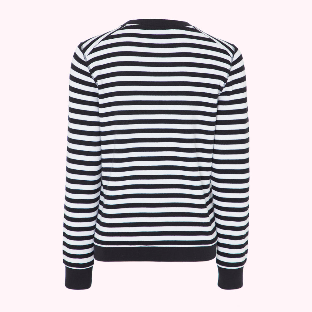 BLACK MULTI STRIPE BLOSSOM POCKET SAMI SWEATSHIRT