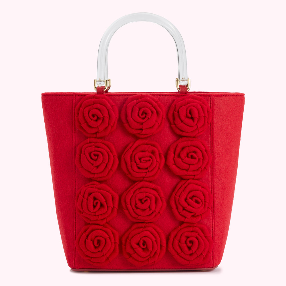 LULU RED LIFE IS A BAG OF ROSES BIBI TOTE