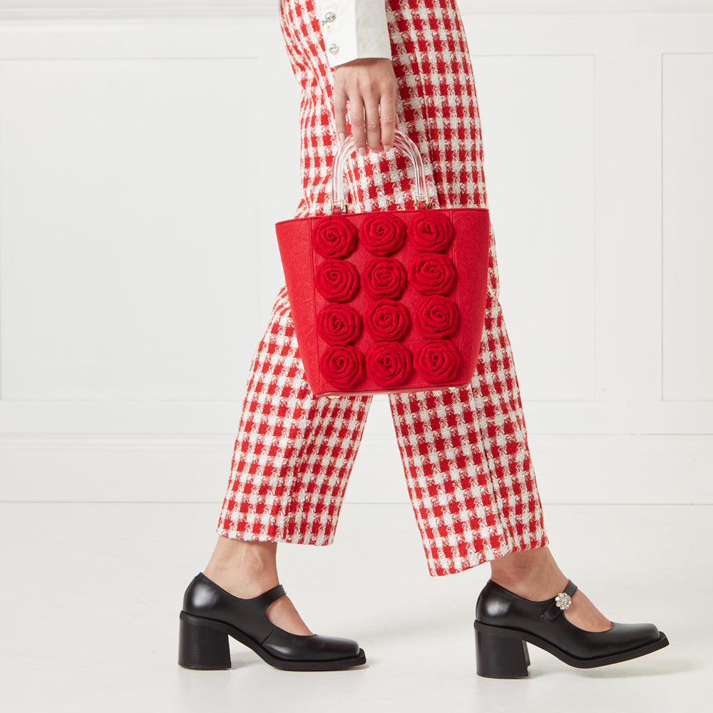 LULU RED LIFE IS A BAG OF ROSES BIBI TOTE