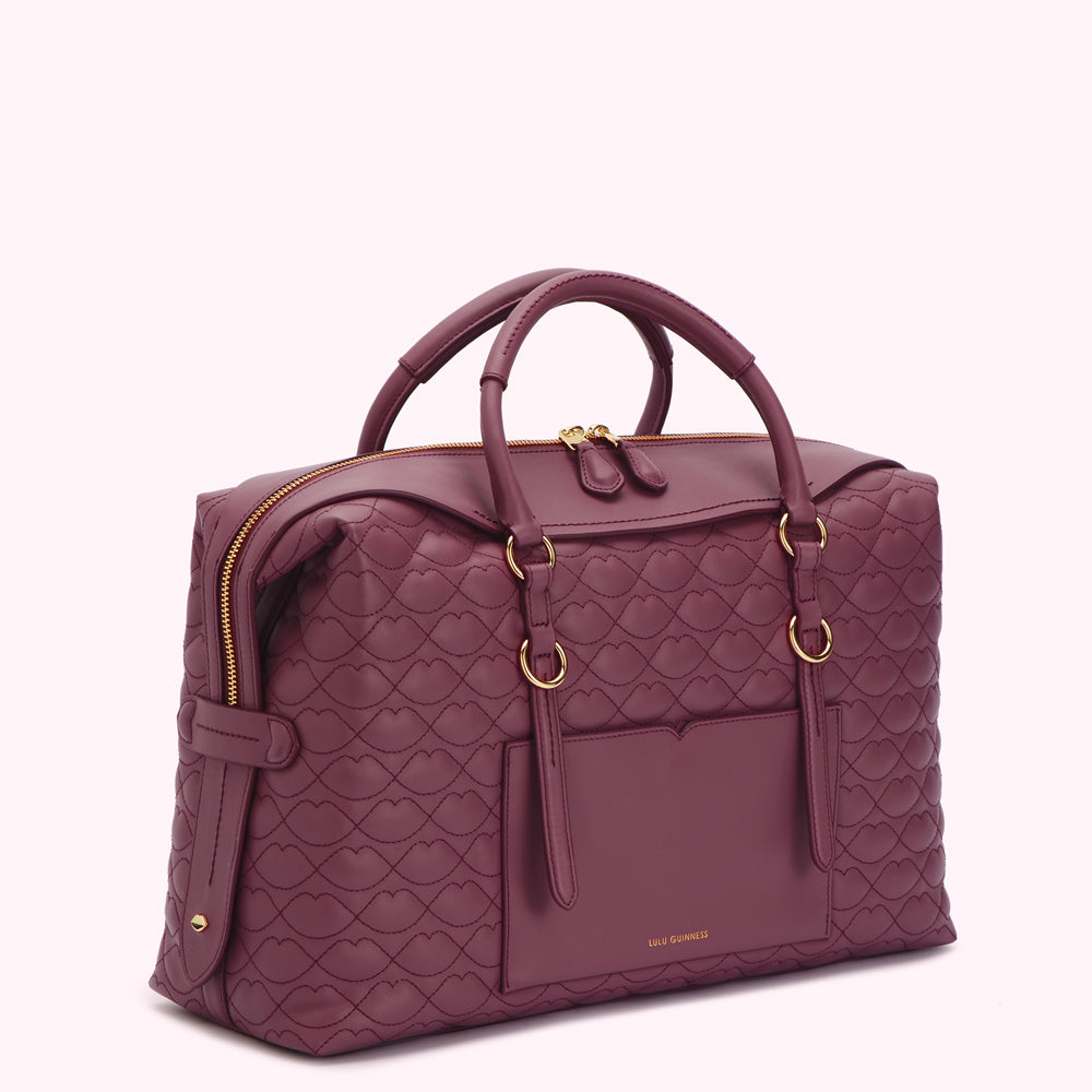 PEONY QUILTED LIP TAYLOR LEATHER HANDBAG