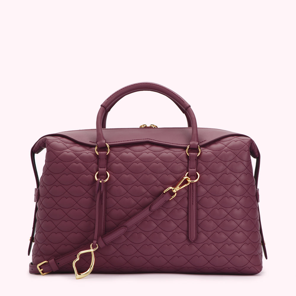 PEONY QUILTED LIP TAYLOR LEATHER HANDBAG