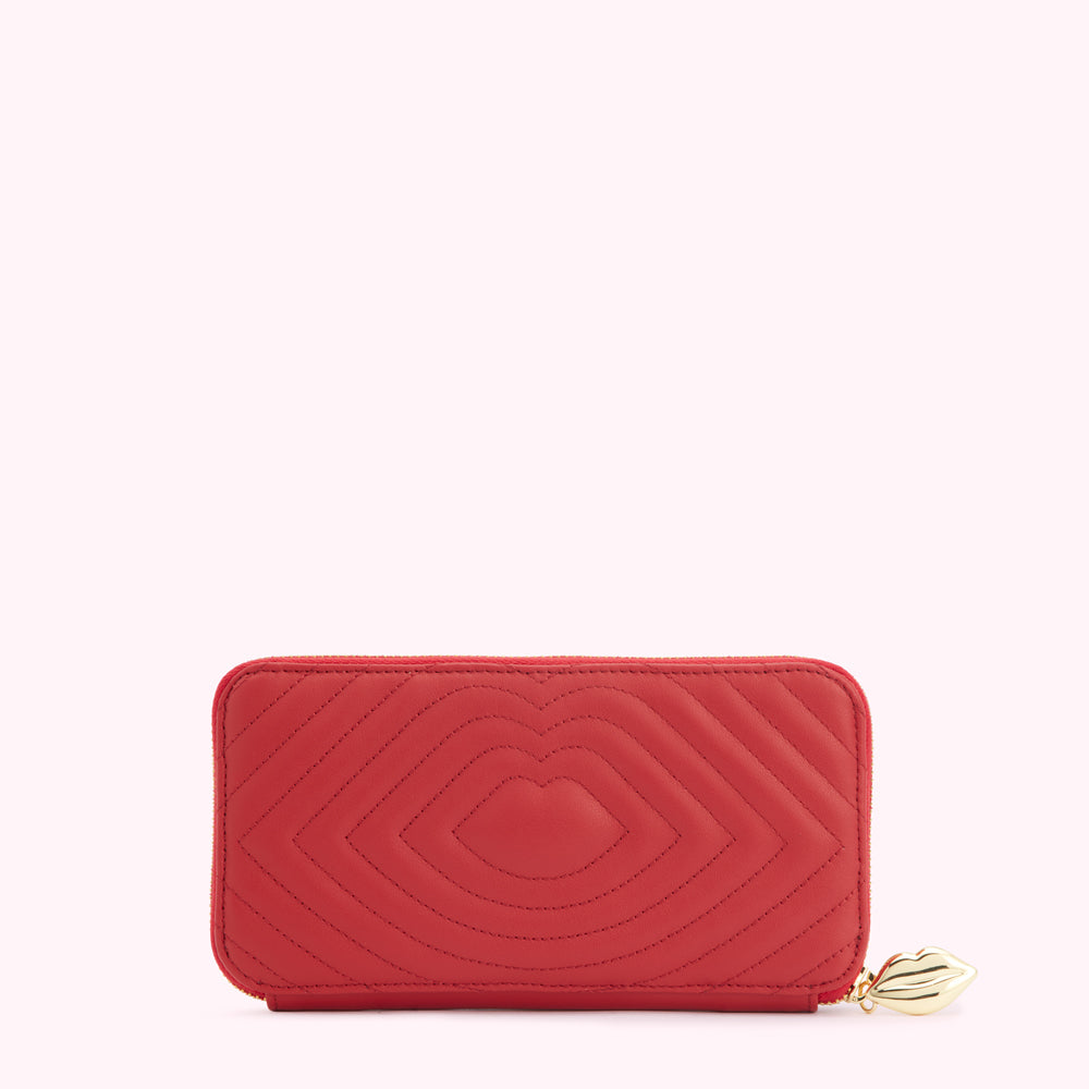 LULU RED LIP QUILTED LEATHER TANSY WALLET