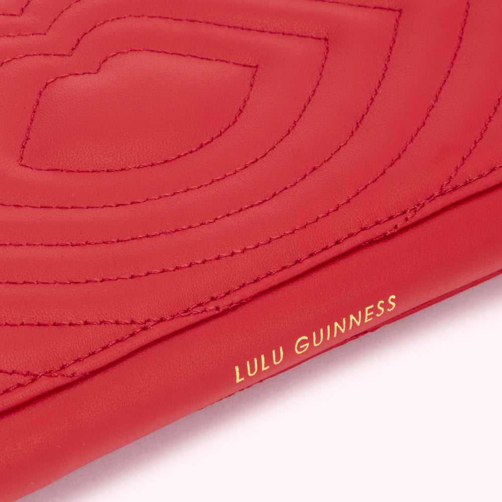LULU RED LIP QUILTED LEATHER TANSY WALLET