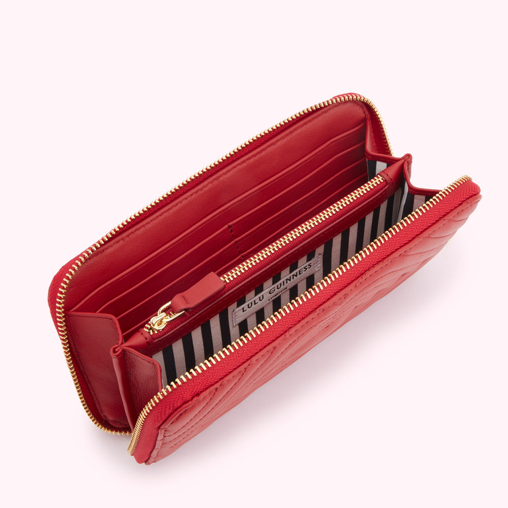 LULU RED LIP RIPPLE LEATHER TANSY WALLET