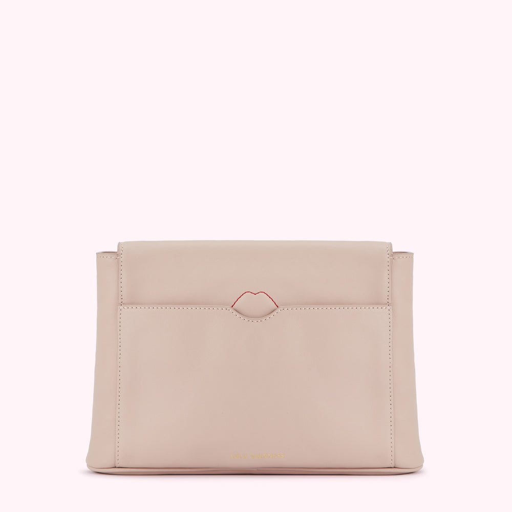 PEBBLE PINK LIP CUT OUT EMERY CLUTCH BAG