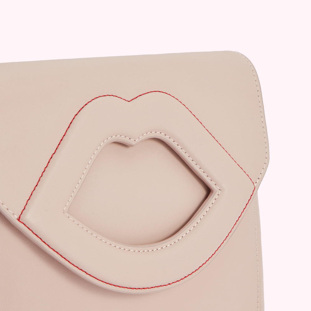 PEBBLE PINK LIP CUT OUT EMERY CLUTCH BAG