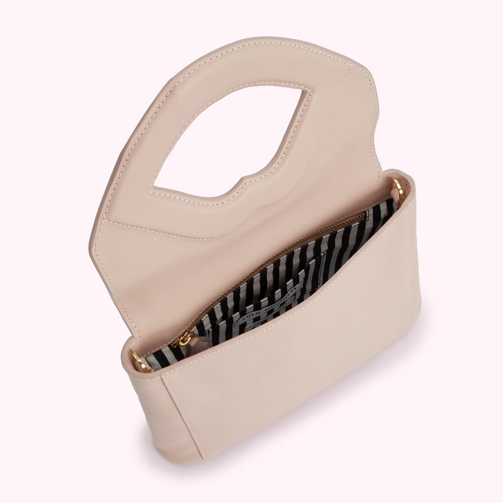 PEBBLE PINK LIP CUT OUT EMERY CLUTCH BAG