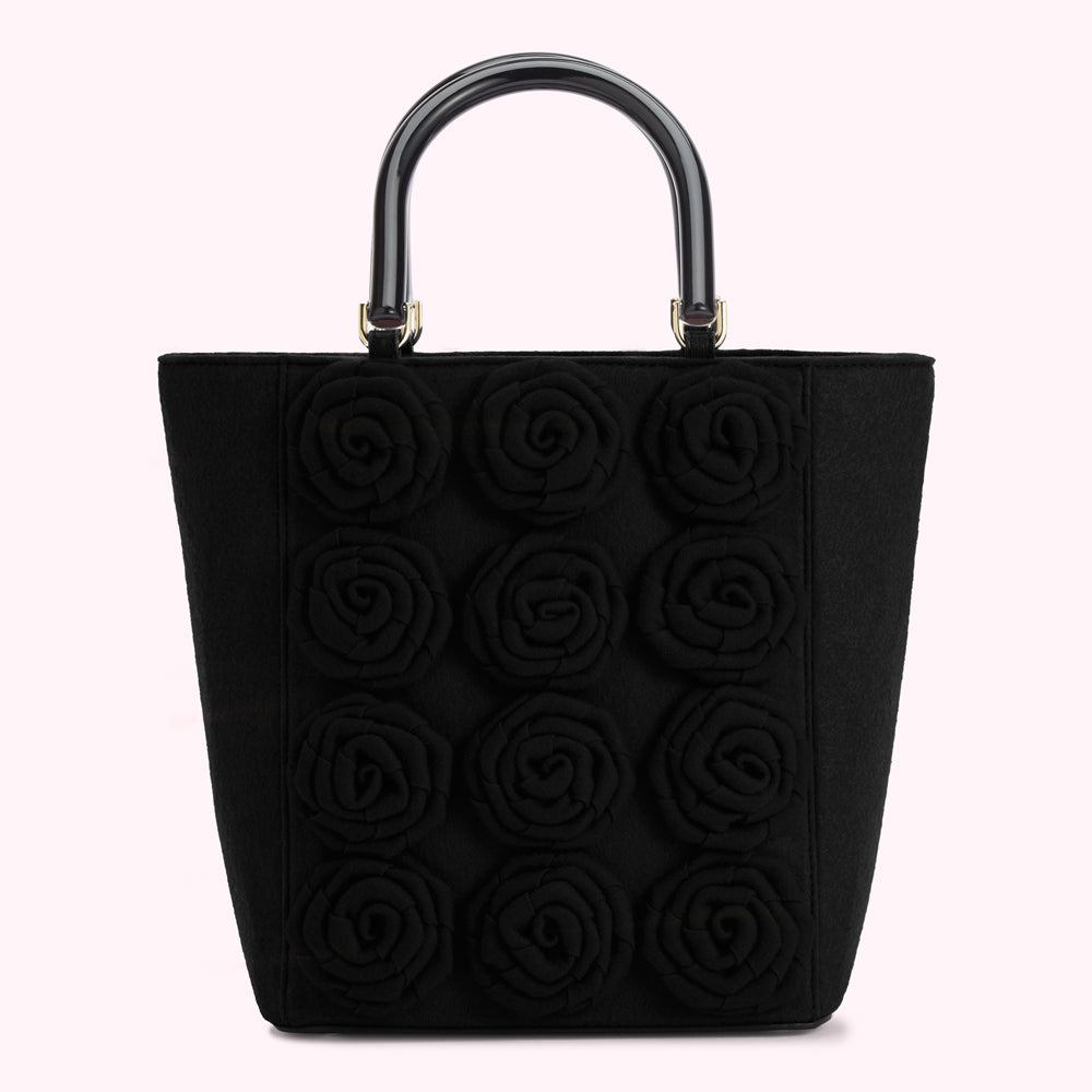 BLACK LIFE IS A BAG OF ROSES BIBI TOTE