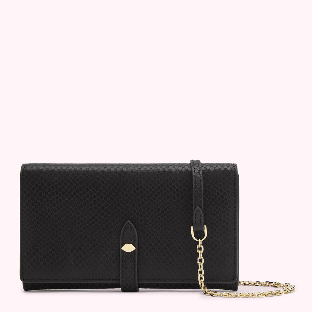 SNAKE EMBOSSED LEATHER JUNIPER CHAIN WALLET