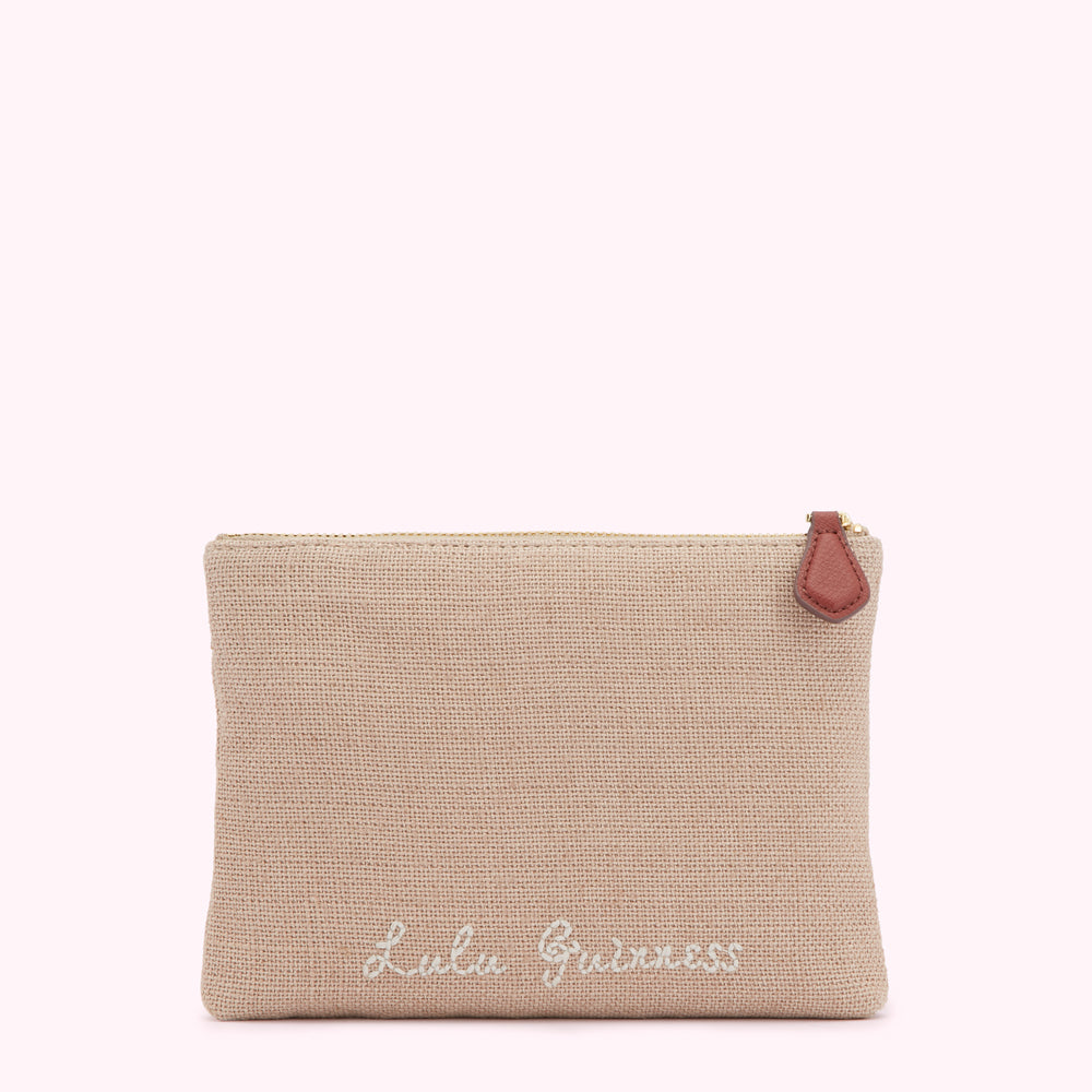 Multi Embroidered Pear Tree Top Zip Pouch | Lulu Guinness