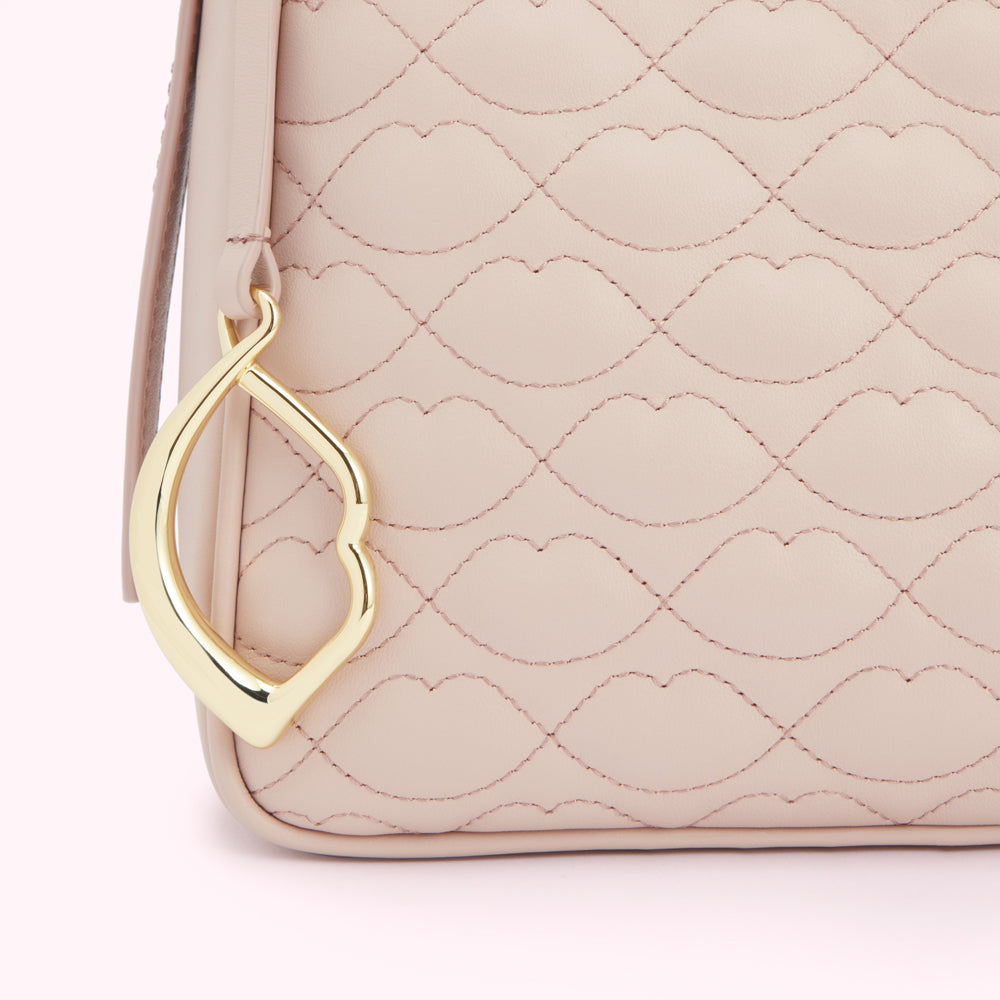 PEBBLE PINK SMALL QUILTED LIP LEATHER CALLIE CROSSBODY BAG