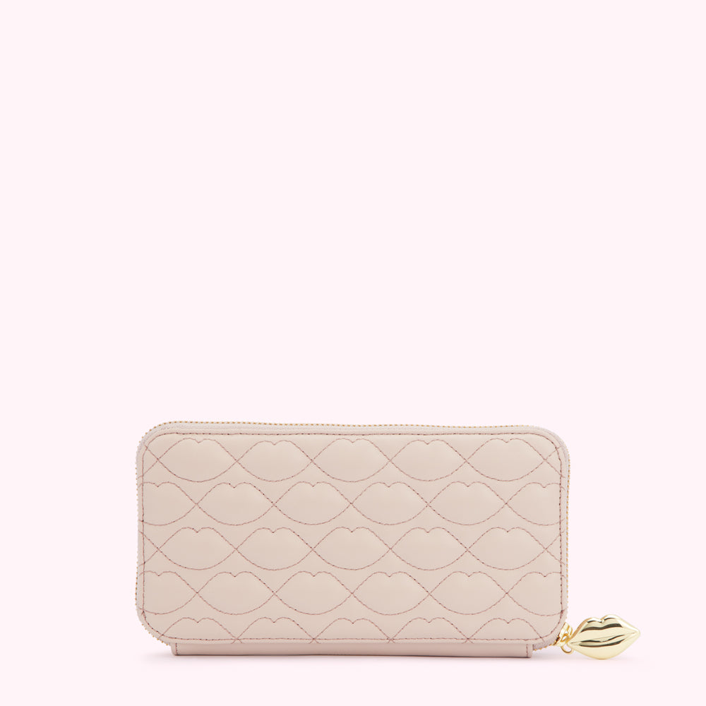 PEBBLE PINK LIP QUILTED LEATHER TANSY WALLET