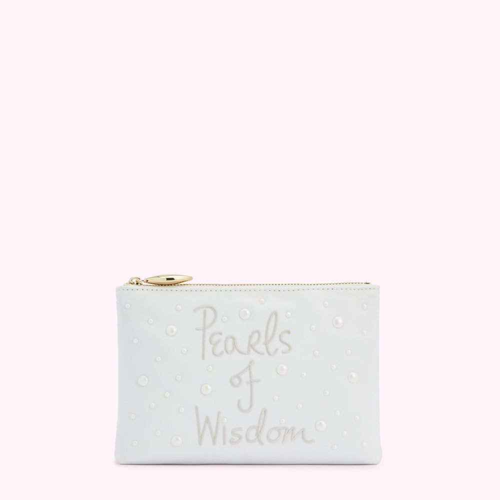 IVORY PEARLS OF WISDOM TOP ZIP POUCH