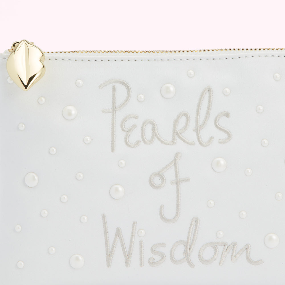 IVORY PEARLS OF WISDOM TOP ZIP POUCH