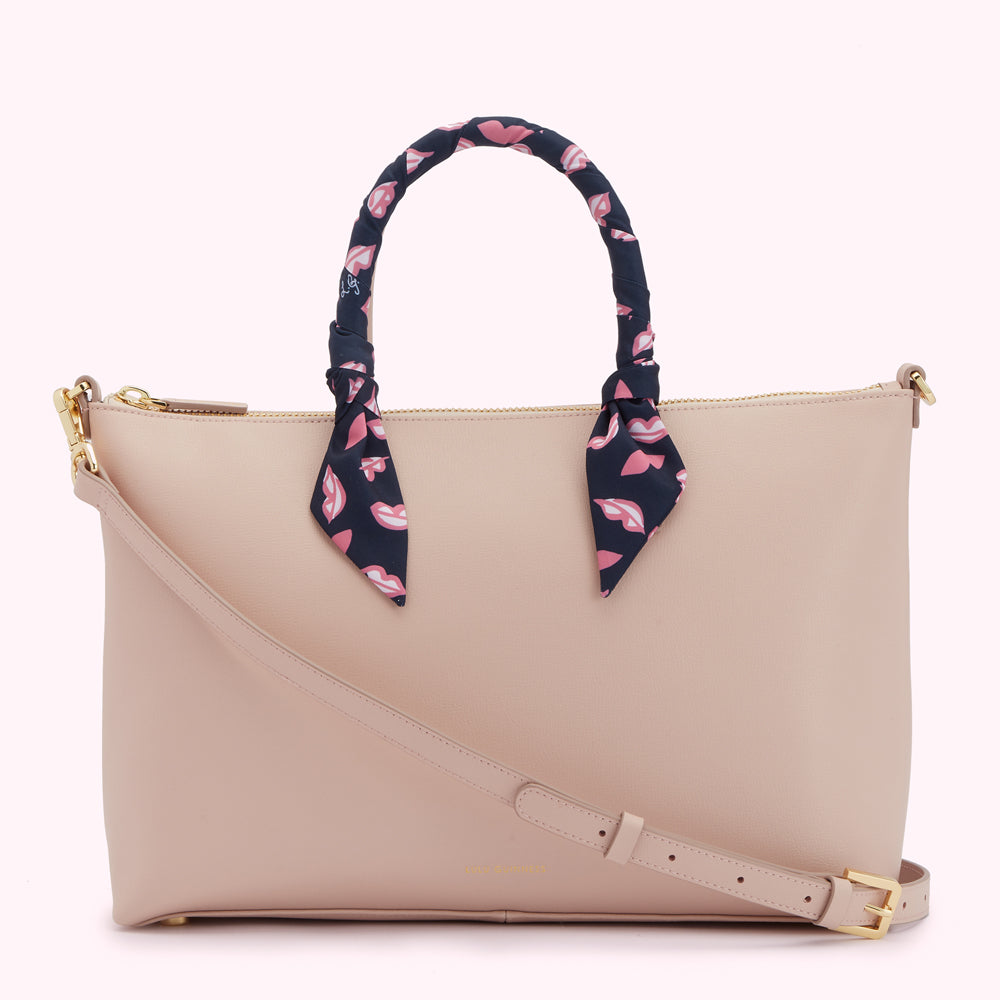 PEBBLE PINK LEATHER SCARF FRANCES TOTE BAG