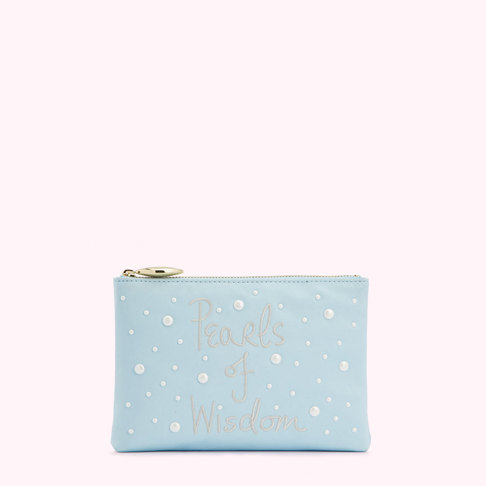 BLUE PEARLS OF WISDOM TOP ZIP POUCH