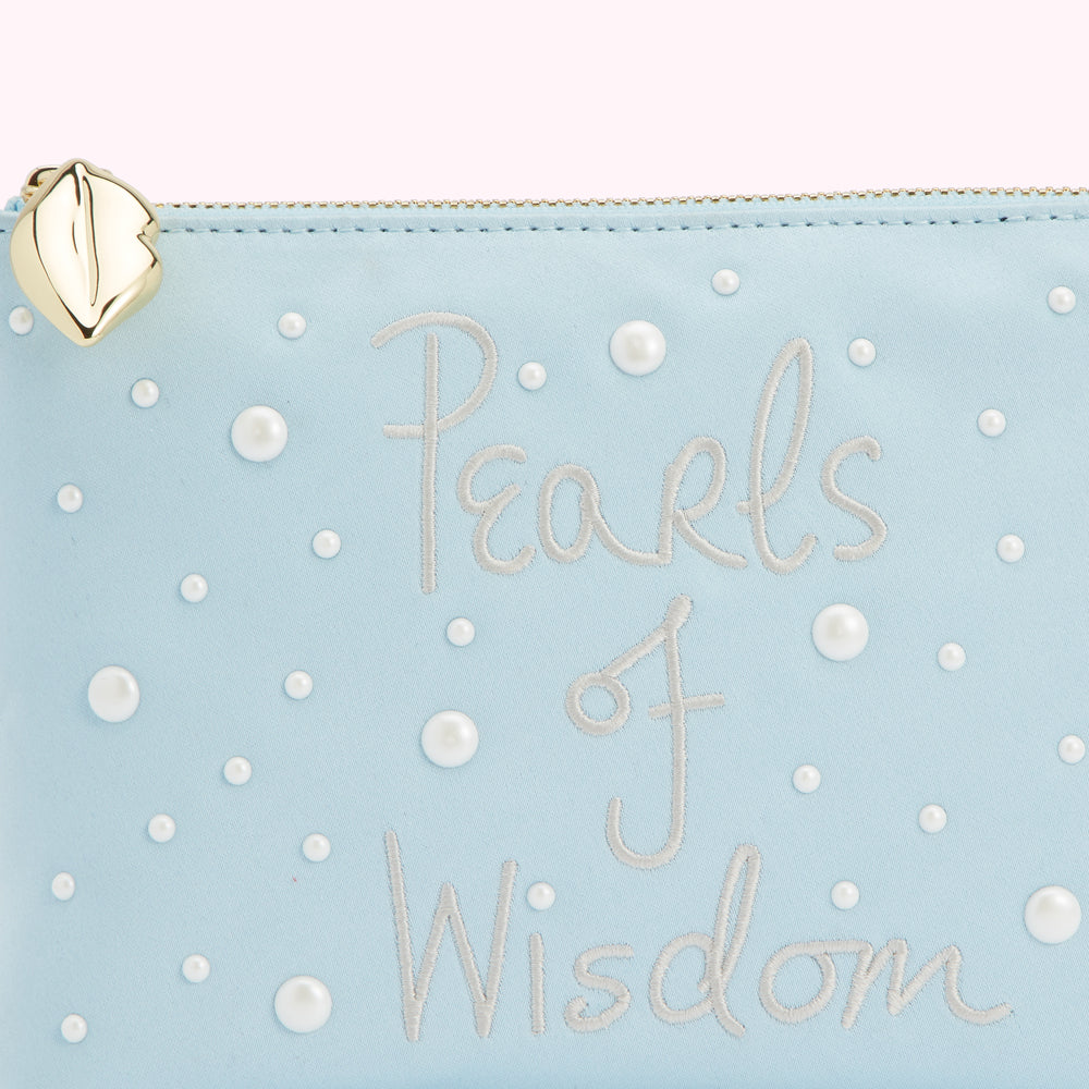 BLUE PEARLS OF WISDOM TOP ZIP POUCH