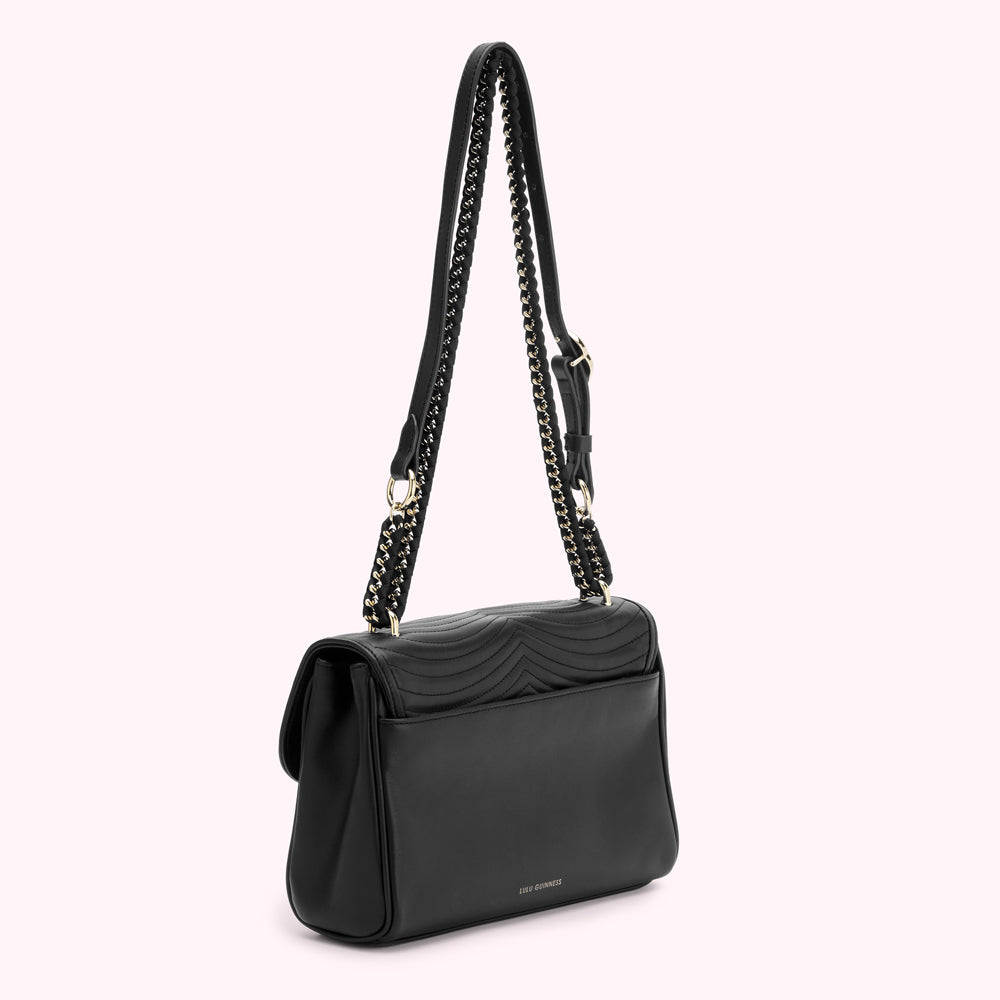 BLACK LIP RIPPLE QUILTED LEATHER BROOKE CROSSBODY BAG